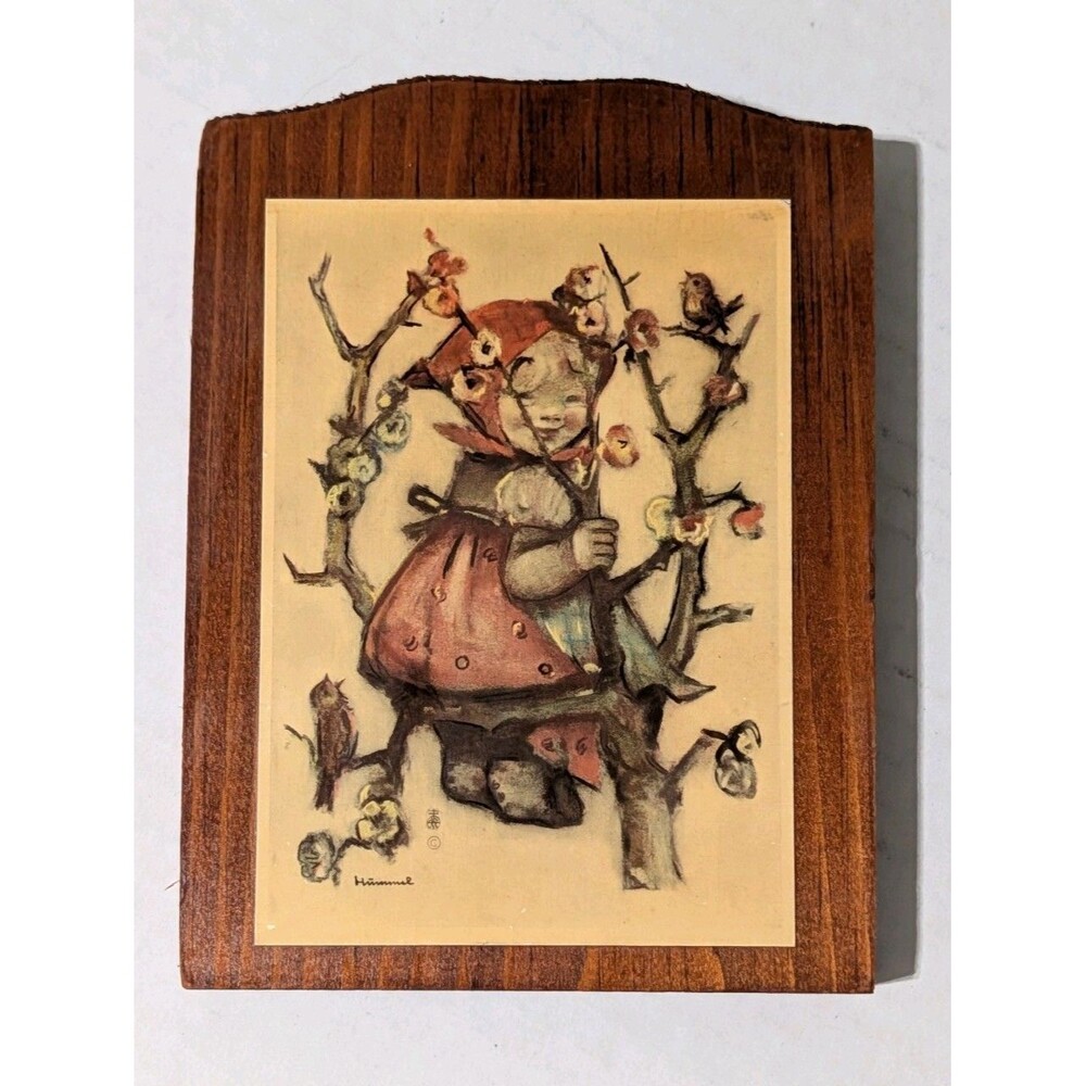 Vintage Hummel Wooden Plaque Wall Hanging Manchester Wood Vermont 7x5